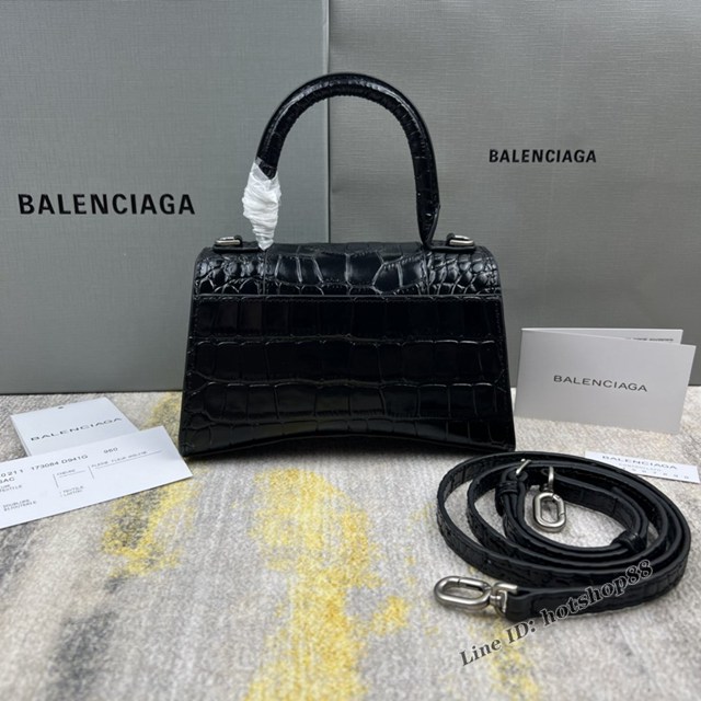 Balenciaga專櫃爆款新色xs號鱷魚紋Hourglass沙漏包 巴黎世家頂級原單手提肩背包 款號：8896 fyj1222